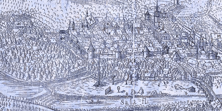 Stadtansicht Jena Mellinger 16. Jh., Stadtmuseum Jena